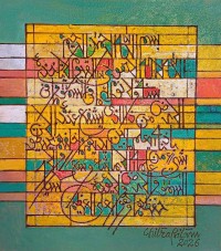 Chitra Pritam, 14 x 16 Inch, Oil on Canvas, Calligraphy Painting, AC-CP-305